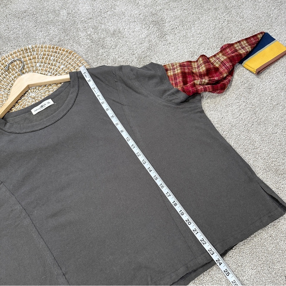 SOLD | Natural Life Penny Layered Knee Tee Top Longsleeve Boho in Charcoal Multi - Picture 12 of 14